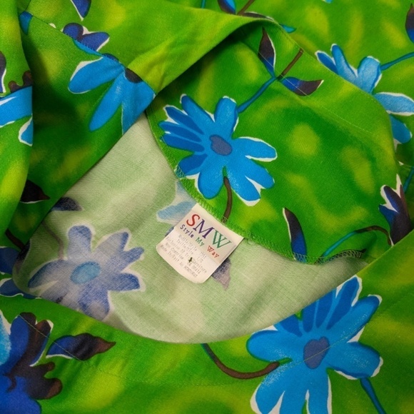 80's Babydoll Floral Dress Maxi Short Sleeve Waist Tie Long Floor Length - Picture 13 of 14